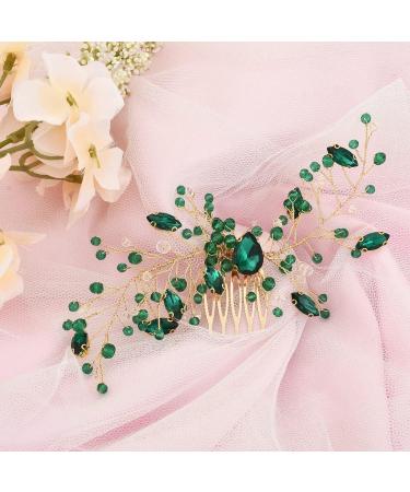 Hicollie Bridal Hair Comb Wedding Hair Clips Womens Hair Accessories Green Hair Accessories Green Crystal Hair Vine Comb Wedding Hair Accessory for Bride Bridesmaid Girls - Buy Online on GoSupps.com