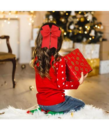 2 Pack 6 inch Bow Hair Clips Large Hair Bow Hair Barrette Clips for Women Girls Red Hair Bows(Black Red) - Buy Online on GoSupps.com