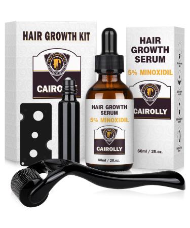 Minoxidil 5% Derma Roller Hair Growth Kit  5% Minoxidil Hair Growth Serum Oil Biotin (2Oz)  Derma Roller for Men Women Hair Growth