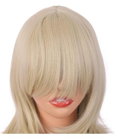 MapofBeauty 18 Inch/45 cm Layered Bangs Straight Synthetic Fiber Shoulder Length Hair Daily Use Wig (Blonde) - Buy Online on GoSupps.com