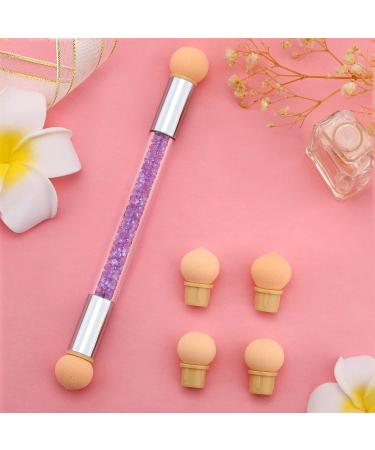 Greoer Nail Art Sponge Brush Applicator | Double Head Ombre Sponge Design Tool with Replacement Heads | For UV Gel, Acrylic and False Nails | Purple - Buy Online on GoSupps.com