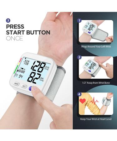 XL Wrist Blood Pressure Monitor - Accurate Automatic Digital Machine, Large LCD w/ Backlit, 2x199 Memory, Irregular Heartbeat Detector - White - Buy Online on GoSupps.com