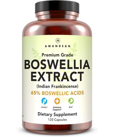 Amandean Boswellia Serrata Extract. 500mg 120 Veggie Capsules. 65% Boswellic Acids with AKBA. Natural Ayurvedic Supplement (Indian Frankincense) for Inflammation and Joint Pain.* Premium 3rd Harvest. - Buy Online on GoSupps.com