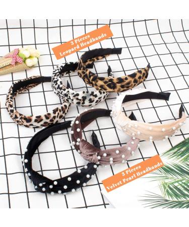 TOBATOBA Pearl and Leopard Headband for Women - Wide Knot Beaded Hair Accessory (Color 1) - Buy Online on GoSupps.com