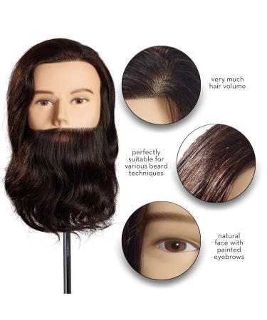 L'IMAGE MAX Styling Head - Medium Brown Human Hair & Beard for Professional Styling | International Shipping - Buy Online on GoSupps.com