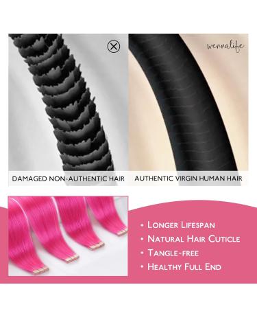 Salife Tape Extensions - 10 Pcs Real Hair 50cm Invisible Extensions for Girls | Hot Rosa Highlights - Buy Online on GoSupps.com