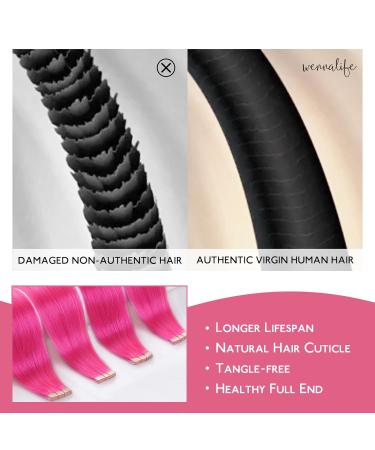 Hot Pink Tape In Extensions - Real Hair 10pcs 30g 65cm | Invisible Smooth Highlight Hair Extensions for Girls - Buy Online on GoSupps.com