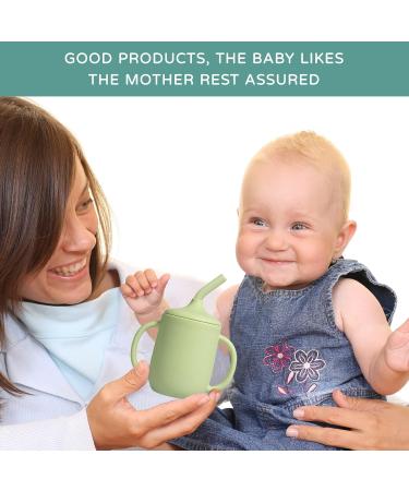 Silikong Silicone No Spill Straw Cups for Toddlers and Babies - 2 Pack (Green/Gray) | Dishwasher & Microwave Safe - Buy Online on GoSupps.com