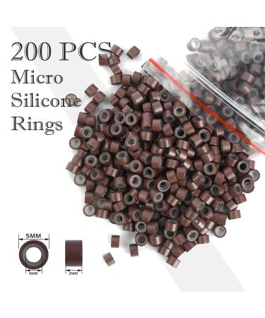 Neitsi Microlinks Hair Extensions Kit - 200PCS Silicone Rings & Tools for Easy Installation (Brown) - Buy Online on GoSupps.com