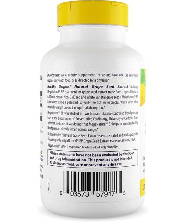 Healthy Origins Grape Seed Extract 300mg MegaNatural BP Non-GMO California-Grown 150 Vcaps - Buy Online on GoSupps.com