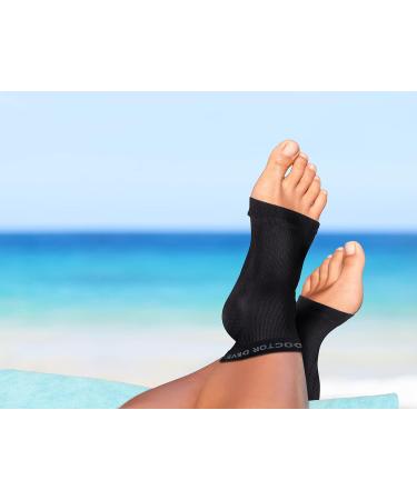 Copper Infused Foot Compression Sleeves for Plantar Fasciitis with Doctor Written Handbook - Black (PAIR) - Buy Online on GoSupps.com