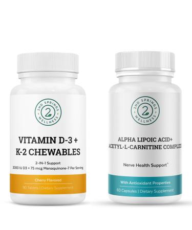 2nd Springs ALA & ALC Complex + Vitamin D3 K2 Bundle | Energy Metabolism Cognitive Support Bone Strength Immune Health & Daily Wellness