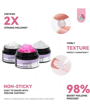  Saviland SAVILAND 3D Gel Nail Art Kit 3D Gel Carving Clear/Pink/Silver with Brush Sculpture Modeling Patterns for Decoration Strengthening Nails Nail Art Design - Buy Online on GoSupps.com