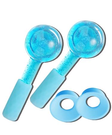 RejuvePixel Ice Globes for Facials  2PCS Ice Globes with Glitter  Frozen Cryo Roller for Cold Facial Massage  Ice Ball for Face  Facial Globes for Tighten Skin  Anti Aging  Reduce Puffiness & Wrinkle L - with holder
