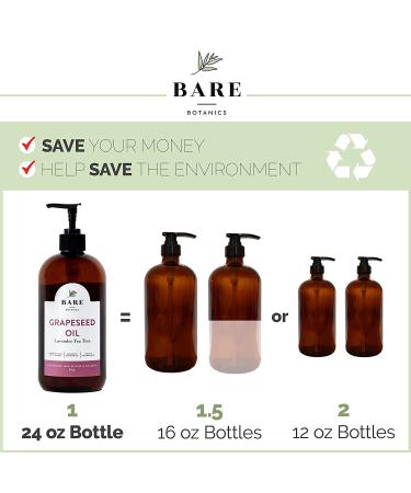 Bare Botanics Fractionated Coconut Oil (Lemon Orange) - 24oz Bottle | Moisturizing & Shaving Body Oil for Dry Skin | 100% Pure Coconut Oil with Lemon Essential Oil - Buy Online on GoSupps.com