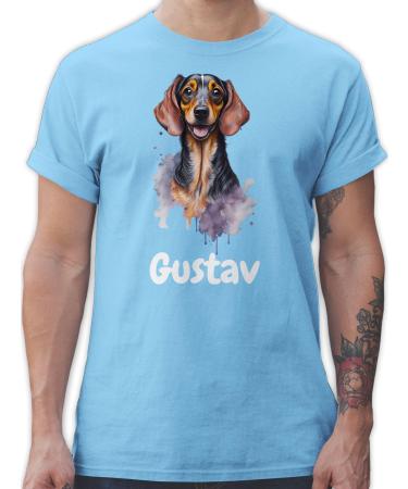 Gift with name personalized by Shirtracer - T-Shirt Men - Dogs - Dachshund - Dog Owners Gift 06 Light Blue M