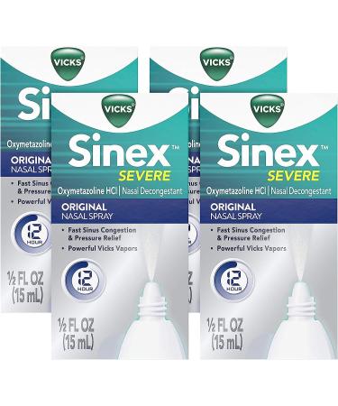 Vicks Sinex SEVERE Nasal Spray Original Sinus Decongestant for Fast Relief of Cold & Allergy Congestion Sinus Pressure Relief 0.5 Fl. Oz (Pack of 4) - Buy Online on GoSupps.com