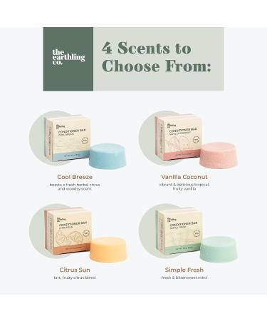 Earthling Co. Nourishing Conditioner Bar - Vegan Formula for All Hair Types - Citrus Sun Scent - 1.8 oz - Buy Online on GoSupps.com