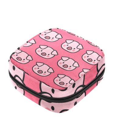 Pig Animal Pink Sanitary Napkin Storage Bags Period Bag for Teen Girls Pad Bags for Period for School Sanitary Pouch for Feminine Products Pig Animal Pink Sanitary Pad Storage Bag with Zipper for Teen Girls Women Ladies Multicoloured 03