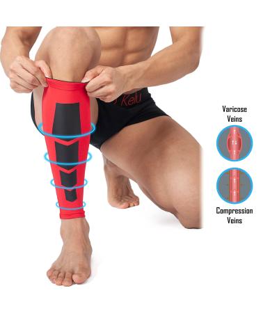 360 RELIEF Compression Calf Sleeves - Red Large | For Fitness Sports, Shin Splints, Muscle Cramps | Running, Jogging, Hiking | Includes Mesh Laundry Bag | 1 Pair - Buy Online on GoSupps.com