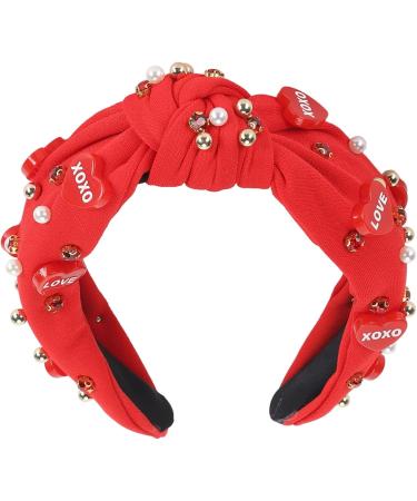 Rhinestone Hair Band Acrylic Rhinestone Knotted Jeweled Headband Accessory for Bridal Shower (Red) - Buy Online on GoSupps.com