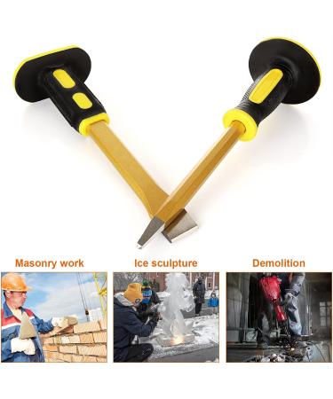 2 Pack 12 Inch Heavy Duty Cold Chisel Set with Hand Protection Flat and Pointed Head Tile Concrete Chisel Tool for Carving Demolishing Chipping - Buy Online on GoSupps.com