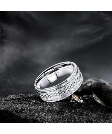JEROOT Titanium Men's Swivel Ring - High Quality Silver-Black Fashion Jewelry | Size 60 (18.95) - 67.2 (21.4) | International Shipping Available - Buy Online on GoSupps.com