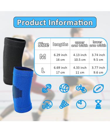 Sibba Compression Elbow Brace for Kids - 2 Pairs Support Sleeve for Volleyball Basketball Tennis & Weight Lifting - Breathable Black & Blue Elbow Wraps - Buy Online on GoSupps.com