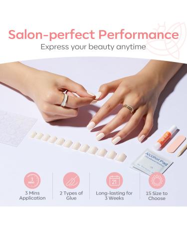 Modelones 30Pcs Press On Nails - Short French Nail Tips 15 Sizes Full Cover Pink Includes Nail Glue & Tools for Nail Art - Buy Online on GoSupps.com