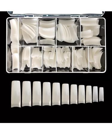 VIVACE Natural Half Moon 550 Acrylic False Fake Gel Nail Tips 11Sizes With Clear Plastic Case for Nail Salon Nail Shop (Natural Half Moon) Pattern 5