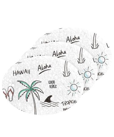 3-Pack Cleaning Kitchen Sponges Oval Palm Trees Shark Sunglasses Kitchen Cellulose Dishwashing Wood Pulp Cotton