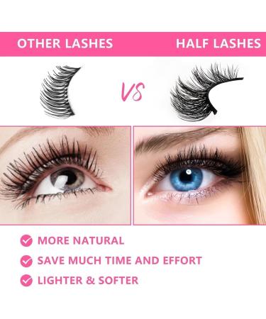 Strip Lashes False Lashes Half Lash Style Natural Look Clear Band Light Weight Wispy Faux Mink Russian Strip Lashes D Curl 3D Crisscross Multi-Layers False Eyelashes - Buy Online on GoSupps.com