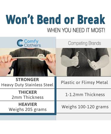 Comfy Clothiers 16.5-inch Long Handled Metal Shoe Horn - Heavy Duty Steel Shoehorn for Boots and Shoes - Buy Online on GoSupps.com