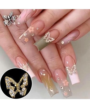 FEIlei Butterfly Nail Charms Metal Nail Studs 3D Nail Rhinestones Nail Art Decorations - Buy Online on GoSupps.com
