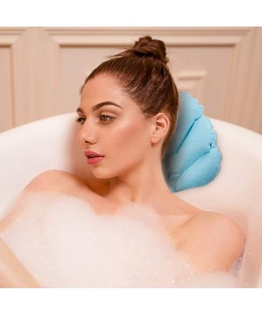 Inflatable Bath Pillow Set - Terry Cloth Covered Spa Pillow for Neck Support in Bathtub and Hot Tub - 3 Pieces (Pink, Green, White) - Buy Online on GoSupps.com