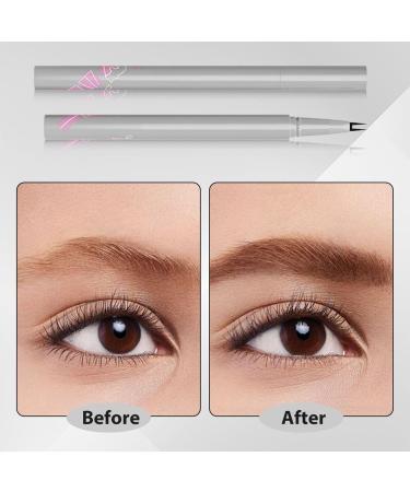 Double Tip Lower Eyelash Pencil 3D Waterproof 2 Tip Eyelash Pen Eye Liner Liquid Eyeliner Dual Pronged Bottom Eyelashes Pen Waterproof Liquid Eyeliner for Natural Eye Makeup (Gray Brown) - Buy Online on GoSupps.com