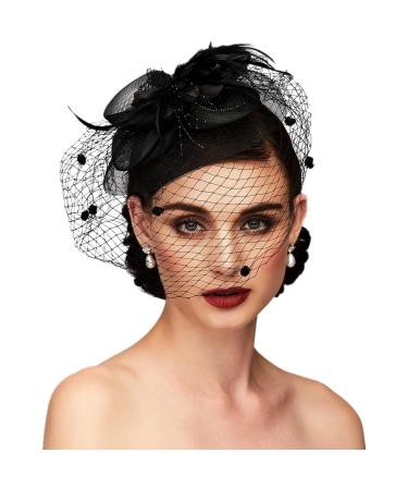 1 Piece Veil Headband Costume Headwear Bridal Hair Accessories Costume Accessories Hooded Headband Charming Women Costume Hair Accessory (Black)