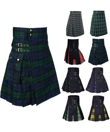 Buy Scottish Kilt Red Checked Patchwork Hybrid Skirt - Retro Rock Men s Scottish Tartan Fold Skirts in Army Green 3XL - Classic Scottish Style for Daily Wear - Buy Online on GoSupps.com