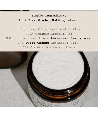 Lavender Citrus Face & Body Moisturizer Tallow Balm with Grass-Fed Tallow Organic Lavender & Orange Oils Whipped Food-Grade Skincare - Buy Online on GoSupps.com