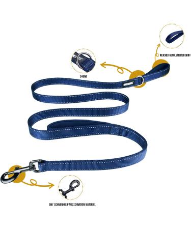 OneTigris Double Dog Leash with Reflective Stripes - S (122cm) - Blue | Best for Safe & Comfortable Walks - International Shipping Available - Buy Online on GoSupps.com