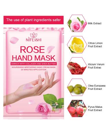 Rose Moisturizing Hand Peel Mask (5 Pack) Exfoliating and Hydrating Gloves for Baby Soft Hands - Repair Dry and Rough Skin - Men and Women - Buy Online on GoSupps.com