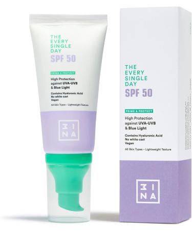 3INA MAKEUP - The Every Single Day SPF50 - Face Sunscreen Against UVA-UVB Rays and Blue Light - Sunscreen 50 with Hyaluronic Acid - Light Sunscreen - Vegan - Cruelty Free - Buy Online on GoSupps.com