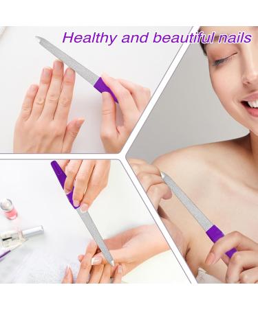 6-Piece Manicure Nail Files Set - Double-Sided Metal File for Natural Nails & Toenails - Purple Non-Slip Handle - Buy Online on GoSupps.com