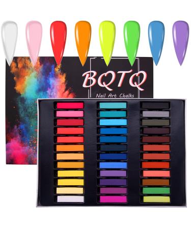 BQTQ 36 Pcs Nail Chalks for Acrylic Powder Nails Chalk Colorful Square Soft Pastel Chalks for Acrylic Nails DIY, 36 Assorted Colors