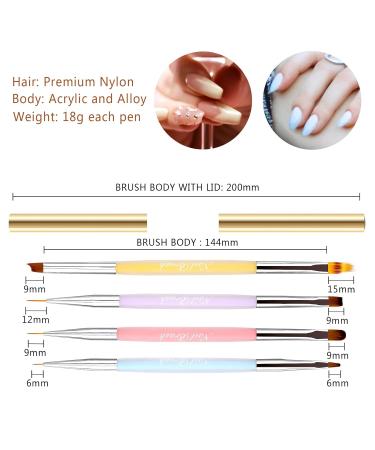 Double-Sided Nail Brush & Ombre Brush Set | 8 Heads Nail Art Brushes for Gel Polish & UV Nails - Lea-Shall 4PCs - Buy Online on GoSupps.com
