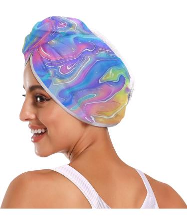 Rainbow Marble Hair Towel 2 Pack - Super Absorbent Quick Dry Turbans for Women & Girls - Buy Online on GoSupps.com