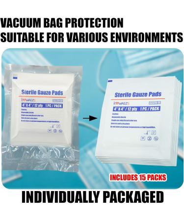 60 Pack Sterile 4x4 Large Gauze Pads - Non-Adhesive 12-Ply Woven Bandages for Enhanced Absorption - First Aid Medical Wound Care Kit - Buy Online on GoSupps.com