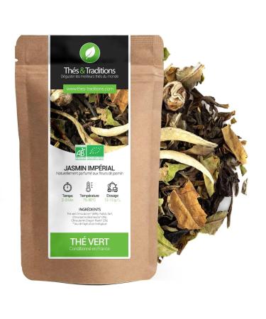 Th s & Traditions Organic Imperial Jasmine Green Tea | 100g Loose Leaf Bag | Certified Organic Farming