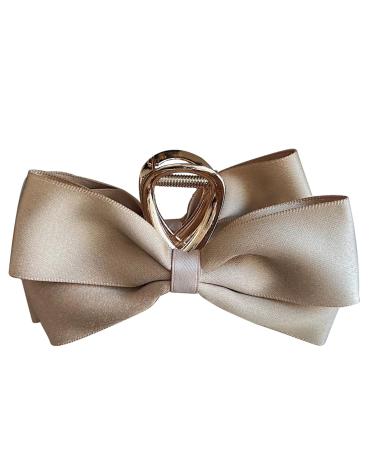 Bow Clips for Women Satin Hairclips | Nonslip Claw Clip Big Bow Hair Barrette Hair Dress Up Accessories for Birthday Show Champagne