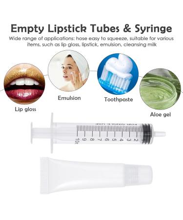 50pcs 10ml Refillable Lip Gloss Containers - DIY Empty Squeeze Tubes with Syringe | Best Makeup Tools for International Shipping - Buy Online on GoSupps.com